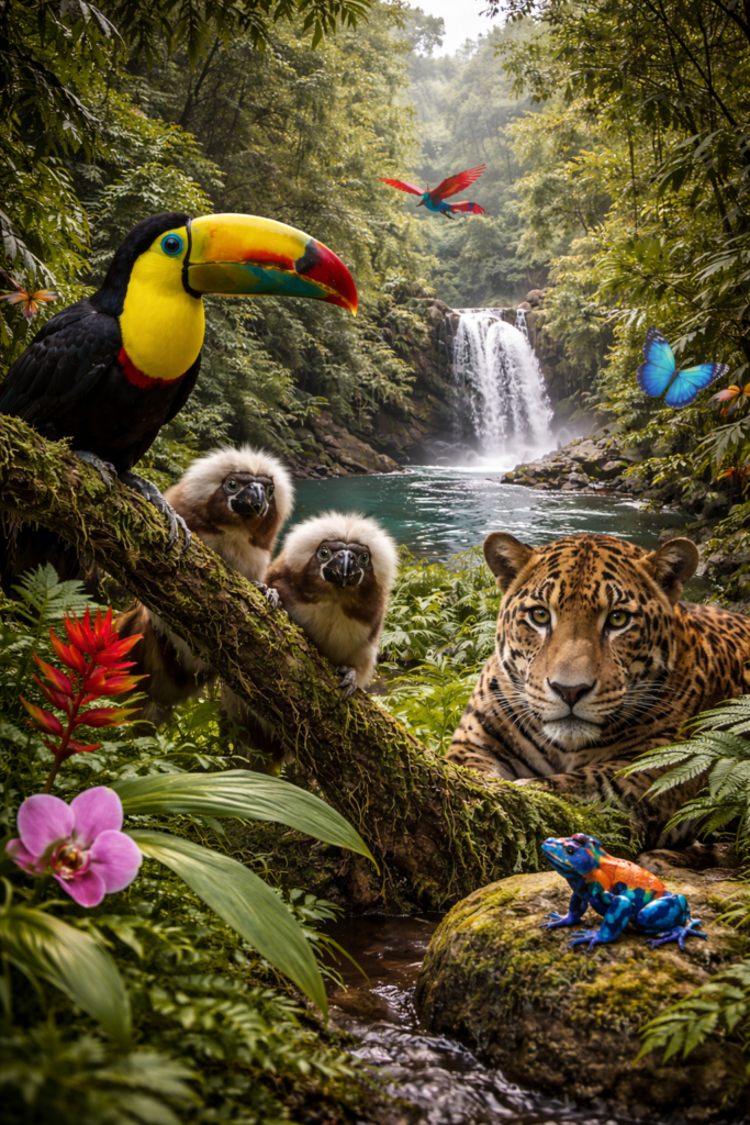 Faune sauvage en Colombie dans un environnement naturel préservé, illustrant l’authenticité du pays