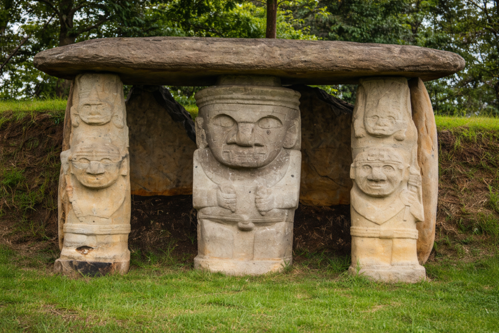 Statues précolombiennes du parc archéologique de San Agustín en Colombie