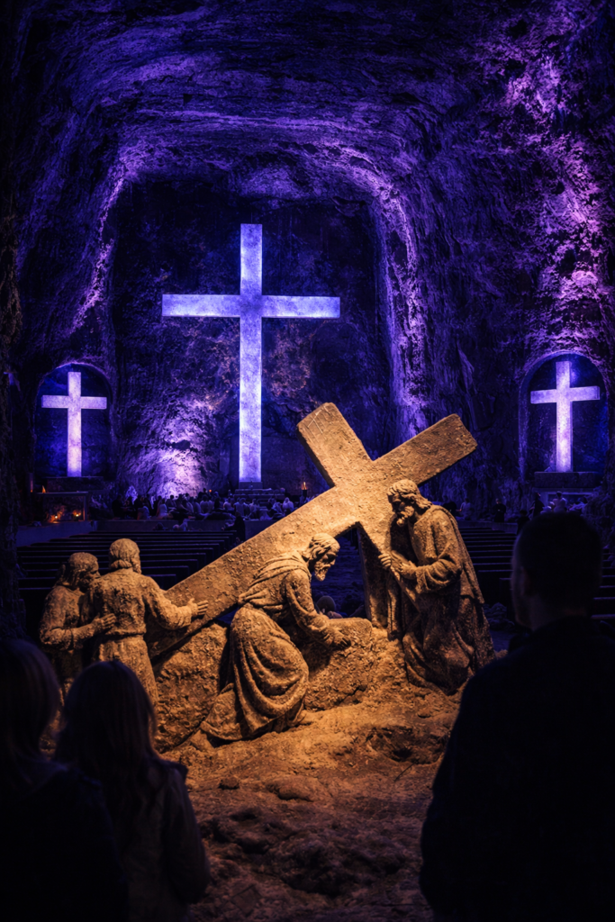 chemin de croix cathédrale de sel de Zipaquirá interieur colombie