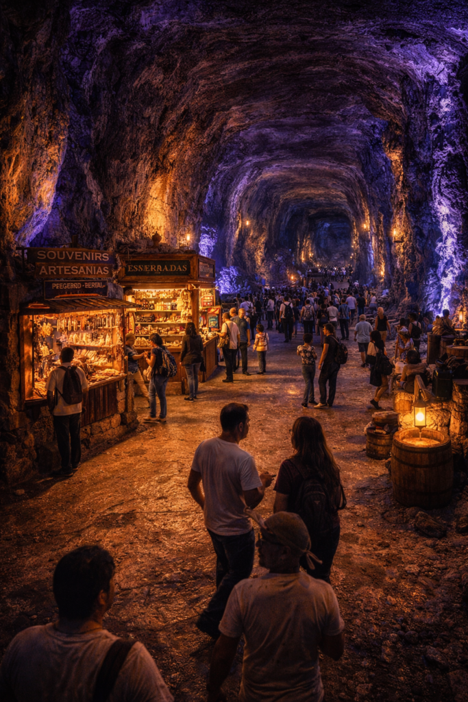 visite cathédrale de sel de Zipaquirá touristes interieur colombie