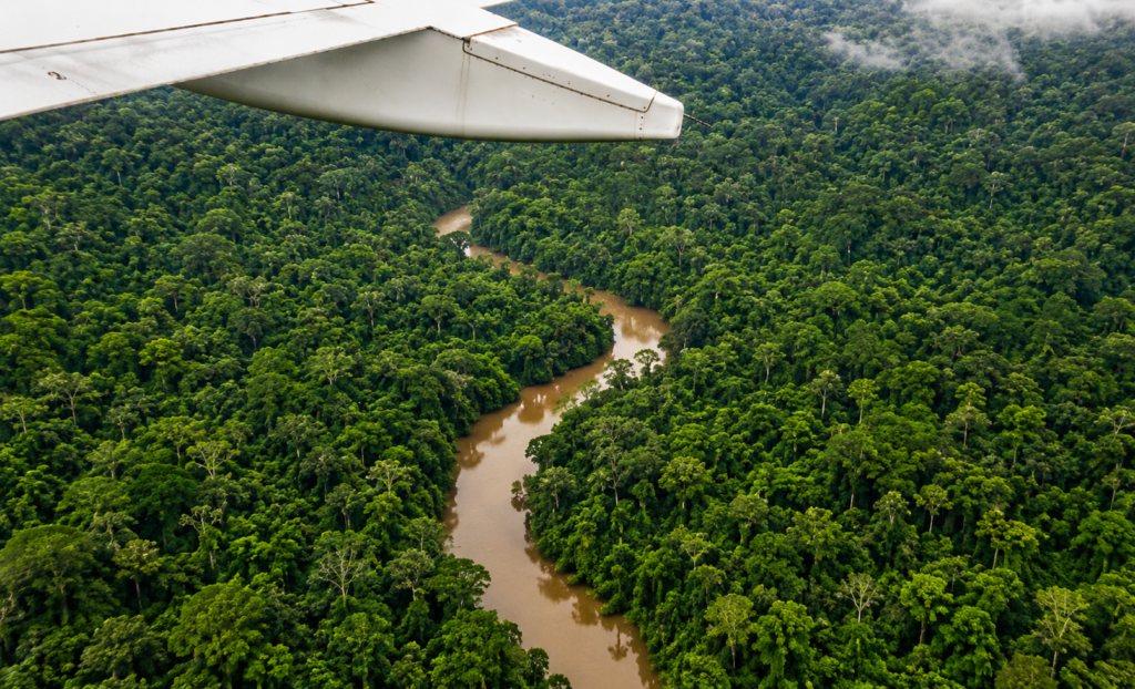 vue aérienne de la jungle amazonienne autour de Leticia en Colombie